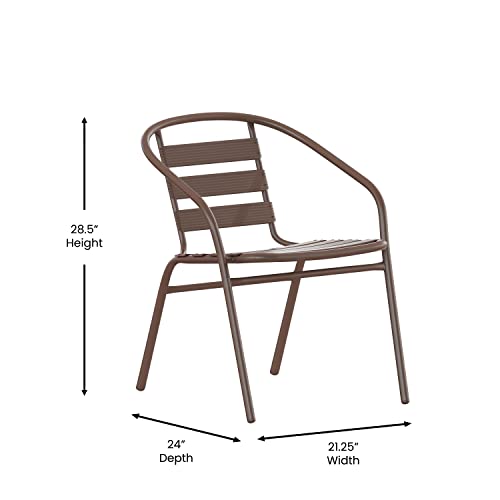 Flash Furniture Lila Bronze Metal Restaurant Stack Chair with Metal Slats
