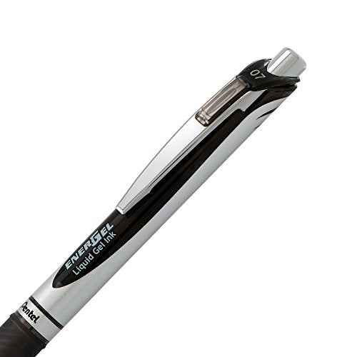 Pentel EnerGel RTX Retractable Liquid Gel Pen, (0.7mm), Medium Line, Metal Tip, Black Ink, Pack of 2 (BL77BP2A)