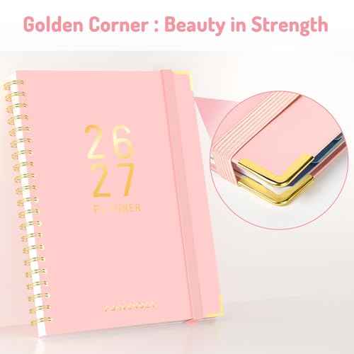 Forvencer Planner 2026-2027, 18 Month Weekly and Monthly Calendar Planner, Jan 2026 -June 2027, 8.5" x 11", Daily Agenda Book with Tabs, College Organizer Notebook, School Supplies for Student Teacher Classroom, A4, Pink