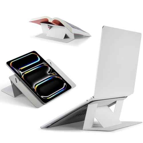 MOFT Invisible Laptop Stand for Desk, Stick-Free Tablet and Computer Stand with Dual-Angle, Foldable&Portable Laptop Riser Holder, Fits 7-11" Tablets&11-14" Laptops, Misty Cove (Non-Adhesive Version)