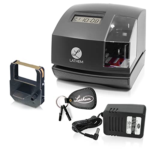 Lathem 1600E Time Clock Machine & Document Stamp - Charcoal Gray