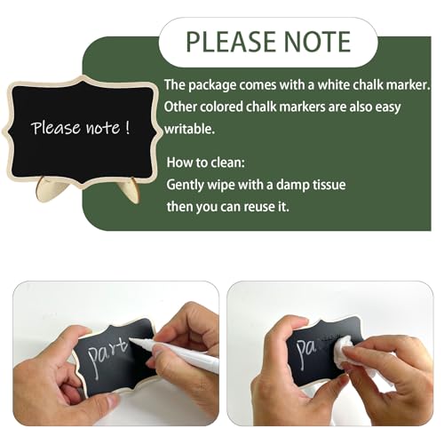 Black 12-Pack Mini Chalkboard Signs with Stand for Food Labels & Party Decor