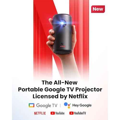 NEBULA Capsule 3 GTV Outdoor Projector, Netflix Officially Licensed, 1080P Smart Mini Projector with Wi-Fi, 2.5 hrs Battery, 120-Inch Display, Dolby Digital, Ultra Portable for Any Space