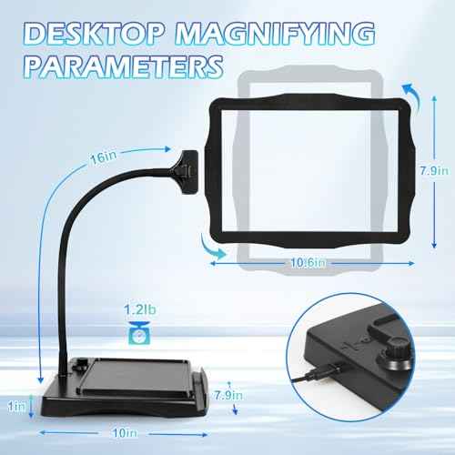 Magnifying Glass with Light and Stand 50 Ultra-Bright LEDs Large Magnifying Lamp 360¡Æ Flexible Gooseneck Magnifying Glass with Stand Hands Free Magnifier Glasses for Sewing Reading Crafts Seniors