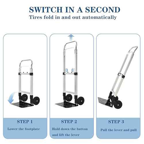300-Pound Capacity Heavy-Duty Collapsible Hand Truck with Chrome Steel & TPR Wheels - Perfect for Warehouse, Moving, and Office Use