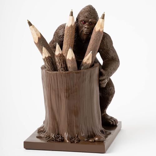 Bigfoot Pen Holder and Pencil Holder for Desk ? Sasquatch Makeup Brush and Toothbrush Holder ? Wood Ape Succulent Pot and Planter for Indoor Plants ? Bigfoot Gifts and Merchandise for Believers