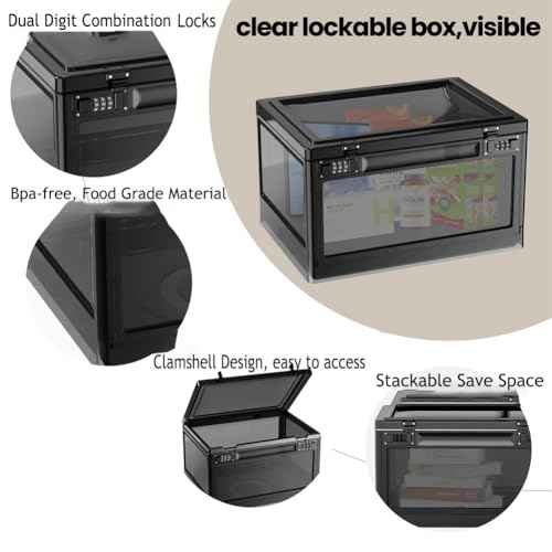 Large Lock Box,Lockable Storage Box with Combination Code 15.3x11x8.6in Stackable Medicine Lock Box for Safe Medication£¬Storage Box with Lock for Phone/Snacks/Personal Items/Fridge/Office