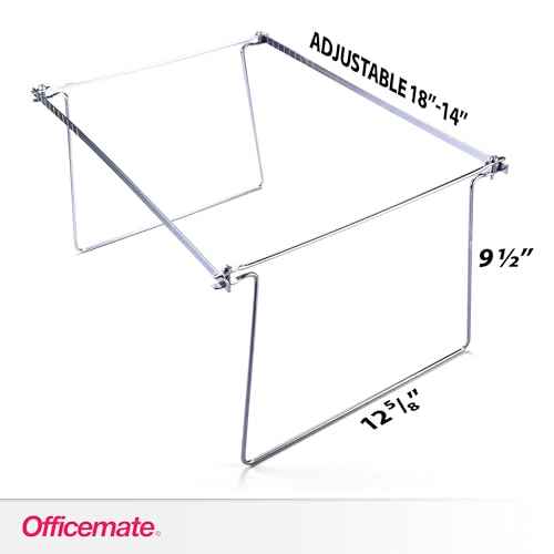 Officemate Hanging File Frame, Letter Size, Adjustable 14 to 18-Inches, 2 Count (Pack of 1),Silver, 91990
