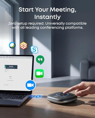 Anker PowerConf Speakerphone Black - 360° Conference Microphone System, Zoom Certified