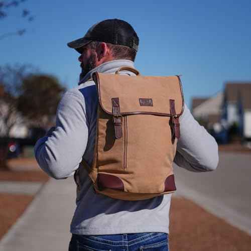 JESSIE & JAMES Vintage Canvas Travel Backpack for Women Men 16 inches Laptop Backpack OLIVE