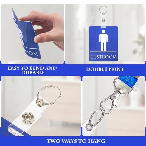 Fuyoooo Classroom Bathroom Pass Set with Keychain - 6 Blue & Pink Passes for Teachers