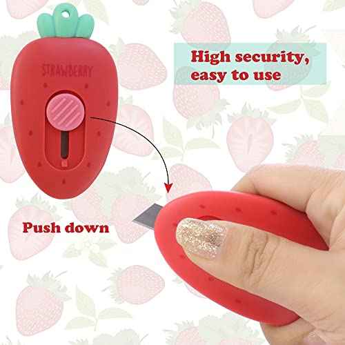 2 Pack Mini Creative Carrot an Strawberry Shaped Art & Craft Cutter Retractable Box Letter Opener Portable Utility Knives Office School Stationery for Cutting Envelope Paper Cardboard