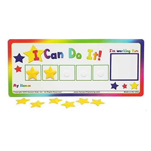 Kenson Kids ¡°I Can Do It!¡± Token Board. Colorful Magnetic Rewards Chart with Positive-Reinforcement Stars and Customizable Goal Box. Great for Ages 3-10. Measures 5-Inches by 11-Inches