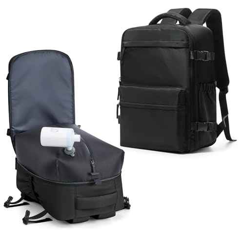 Vacuum Seal Backpack for Clothing Travel with Air Pump Waterproof Laptop Carry On Backpack Personal item Travel Essentials Compression Space Saver Bags Storage with Vacuum System Women Black