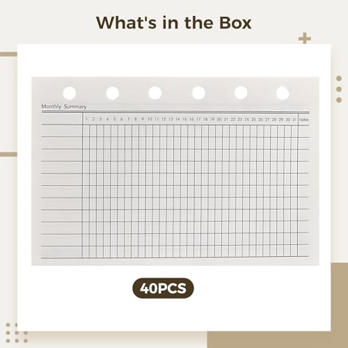 A7 Planner Refills 40 Sheets 6-Ring Binder Grid Daily/Weekly/Monthly Schedule