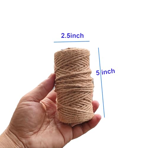 164 ft 1/8 in Jute Twine String, Natural Brown - 4-Ply Craft Rope for DIY, Gift Wrapping, Macrame