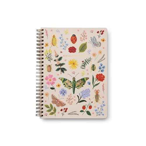 RIFLE PAPER CO. Spiral Notebook | 150 Ruled Pages, Inner Storage Pocket Folders, Double-Spiral Binding, Metallic Gold Foil Accents (8.25" L x 6.25" W), Curio