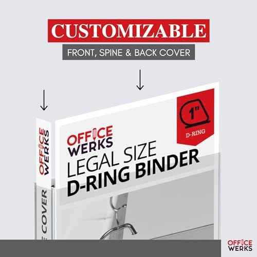 Performore - Office Werks Heavy Duty 4-Pack Legal Size View Binder - 14" x 8.5", White, 1 Inch D-Ring, Back Mount Binder