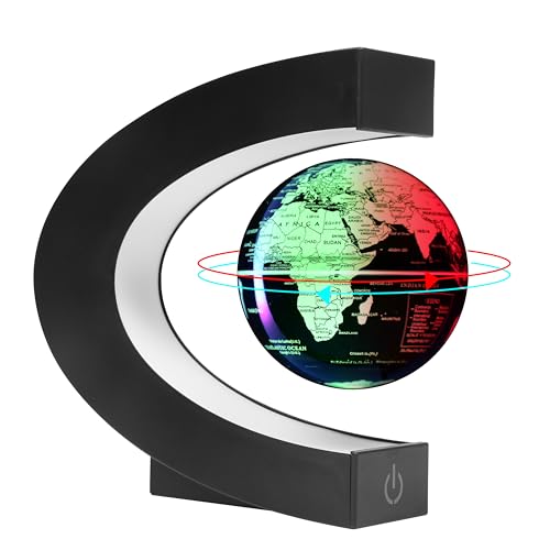KAIMC Black Glow Color-Changing Magnetic Levitation Globe with LED Lamp - Kids & Office Decor