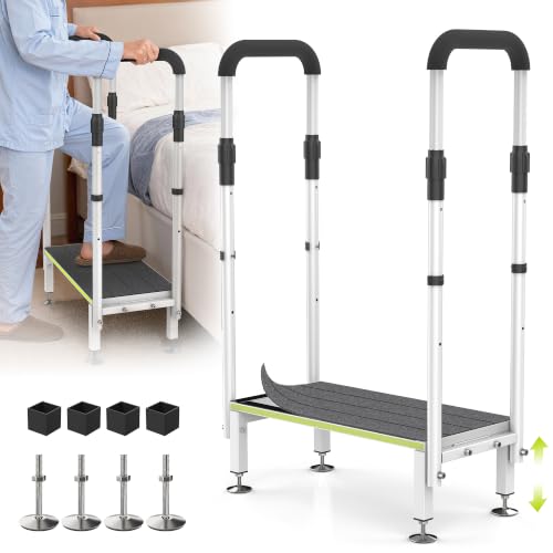 DEPSUNNY 1-Step RV Stool with 2 Handrails, Adjustable Heights for Elderly