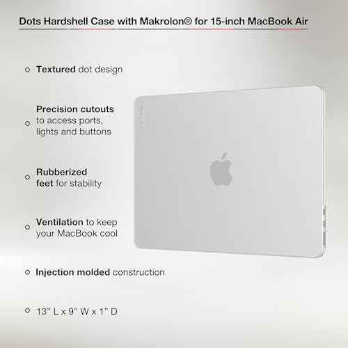 Incase Dots Hardshell with Makrolon¢ç - MacBook Air 15 inch Case - 2025, 2024, 2023, M4, M3, M2 - MacBook Case, Laptop Cover, Protective Hard Shell, Scratch Resistant, Lightweight - Clear