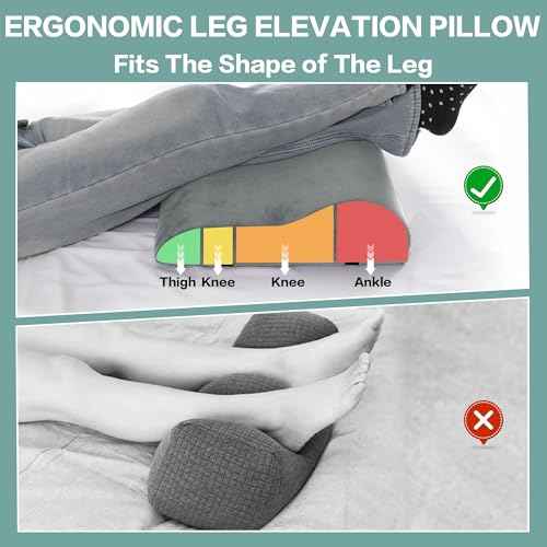 HOMBYS Extra Large Recliner Leg Pillow, Memory Foam Foot Rest Cushion Wave Shape Recliner Footrest Extender, Multi Purpose Back & Lumbar Support Pillow for Recliner, Bed, Sofa Couch,Grey