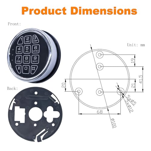 Chrome Electronic Safe Lock Replacement Keypad with Solenoid, Gun Safe Lock with Programmable Electronic Keypad, High-Security Boxes & Cabinets