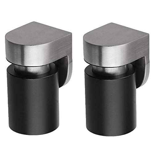 DS-004 Stainless Steel Noise Cancelling Magnetic Door Stop with Soundproof Rubber, Floor Mounted, 2 Pack