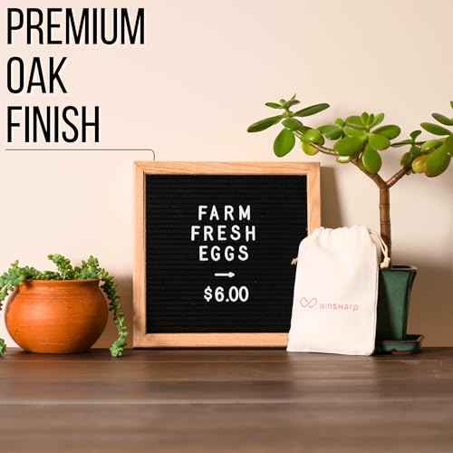 Black Felt Letter Board | Classy Dark Stained Wooden Frame with White Letters | Premium Changeable Sign Boards for Home Decor Motivational Quotes Baby Announcement Price List Message Letterboard With