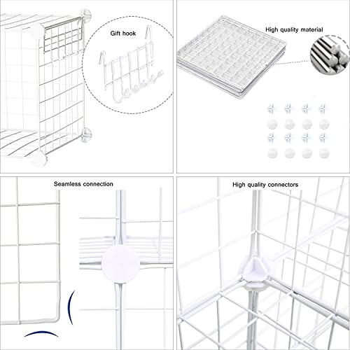 C&AHOME White Wire Cube Storage Organizer - 8-Cube Modular Metal Shelving
