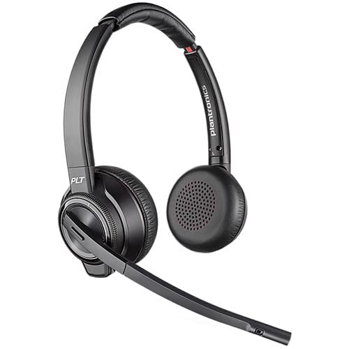 Poly Plantronics Savi 8220 UC Wireless DECT Headset System - Dual Ear - Teams Certified - Bluetooth Bundle Including: USB Type-A Cable, Base, RJ11 Cable, Goby Labs Headphone Cleaner, Fiber Cloth