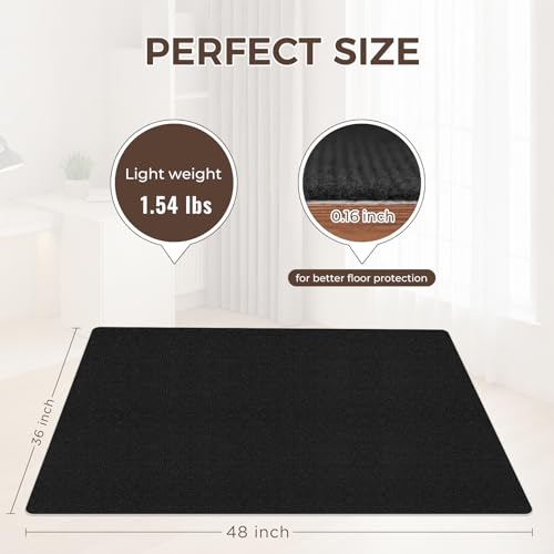 Melising 36x48 Adjustable Office Chair Mat for Hardwood Floors - Non-Slip, Anti-Static, 36" x 48" Black