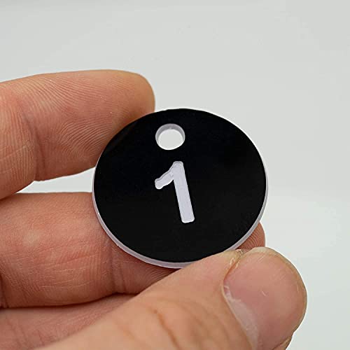 Plastic ID Number Tags Key Tags Engraved Number with Key Rings Black 1-300