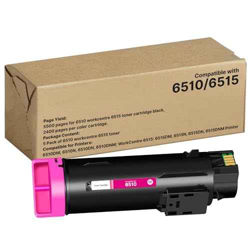 Workcentre 6515 Toner Phaser 6510 Toner Replacement for Xerox Workcentre 6515 Toner Phaser 6510 Toner Cartridge, Black Cyan Magenta Yellow, 4 Pack