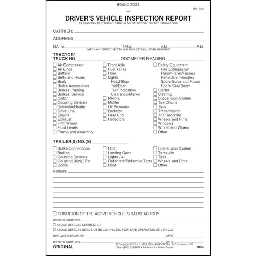 J. J. Keller Detailed DVIR Book Set - 25 Pack, 31 DVIR Forms Each