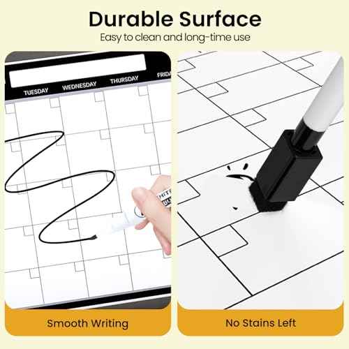 Small Monthly Whiteboard Calendar for Wall, Mini 11" x 14" Dry Erase Board with Plastic Frame, Hanging Dry Erase Calendar for Kitchen Planner, Home, Office