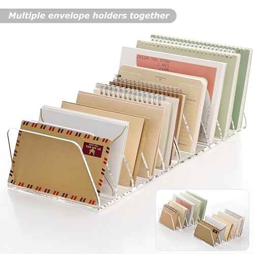SANRUI Acrylic File Organizer for Desk, Clear 5-Section Vertical File Folder Holder Stand File Sorters, Mail Envelope Document Organization Rack Bookshelf for Office, Home, Classroom