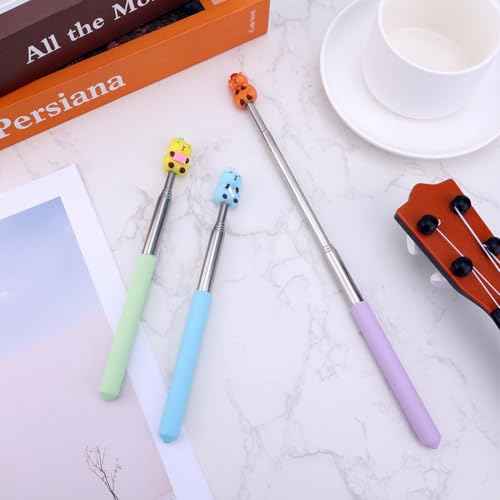 3pcs Extendable Pointer Stick, Cute Retractable Pointer Telescopic Presenter Tool Reading Supplies for Elementary Kindergarten School Whiteboard Classroom (Bear Style)