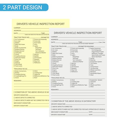 12 Pack Driver Vehicle Inspection Report Forms - 600 Sets, DOT Compliant Daily Log Books