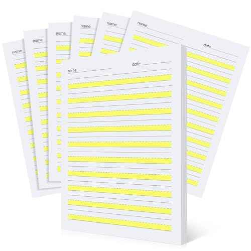 400 Sheets Write Beginner Paper Level 2 Highlighted Paper Writing Paper with Lines and Yellow Highlighted Practice Writing Paper for Kids Right Letter Positioning Intermediate Paper