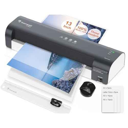 Bonsaii Laminator, 13 Inch 7-in-1 Thermal Laminator Machine with Never Jam Technology, with 40 Laminting Sheets for Home, Office, and Classroom Organization Supplies