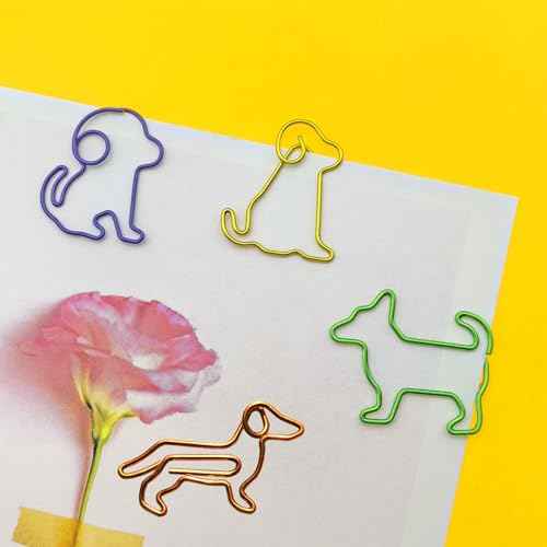 Cute Paper Clips Dog Shaped Decorative Bookmark Clips, Funny Gifts for Dog Lovers Coworkers Women, 60 PCS
