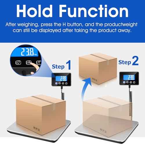 440lb Luggage Scale Accurate to 0.35oz, Heavy Duty Digital Shipping Package Weight Scale with LCD, Tare/Hold, USB & Battery Powered, for Father's Day, Small Business, Warehouse & Home Use