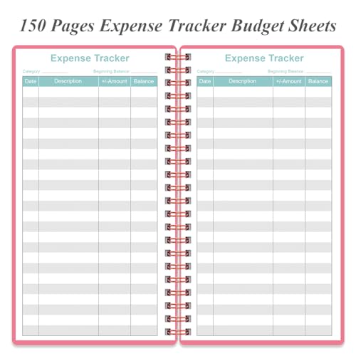 Heveboik Pink Budget Planner A6 3.75 x 6.75 inch - 80 Sheet Expense Tracker