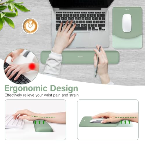 MOSISO Green Keyboard Wrist Rest & Mouse Pad Set with Wrist Support