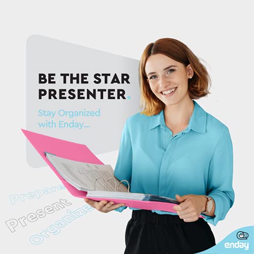 Enday 3-Inch Pink Heavy Duty 3 Ring Binder - 600 Sheet Capacity for School Office Home