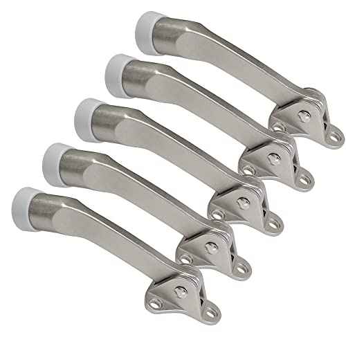 Boshen 15Pcs Kickdown Door Stopper Easy-Install Door Stop Holder Premium Rubber Foot Ajustable Height (Satin Nickel, 15 Pack)