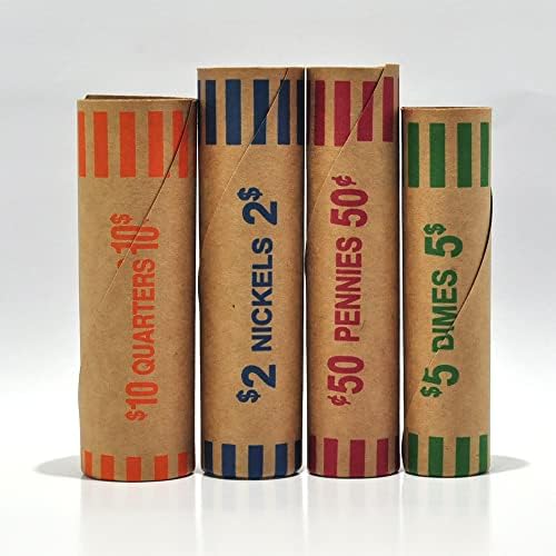 LLIKED 128 Assorted Coin Wrappers Set for Quarters Pennies Nickels Dimes - Safe Seal & Easy Handling