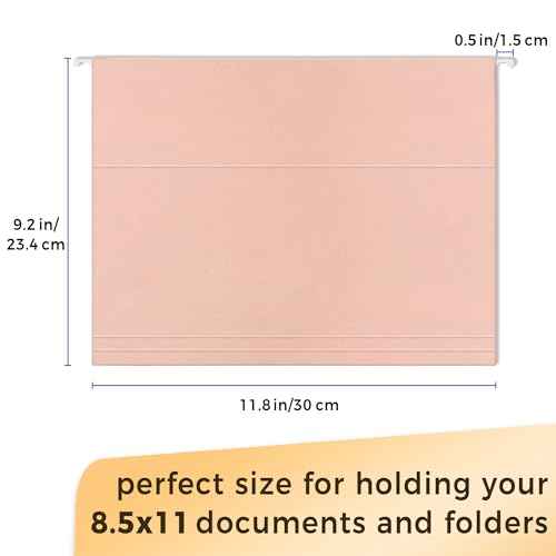 SUNEE 25 Count Hanging File Folders, Pastel Colors, Hanging File Folders Letter Size, Hanging Folders with 1/5-cut Tabs, Designed for Bulky Files, Filing Cabinets, Medical Charts