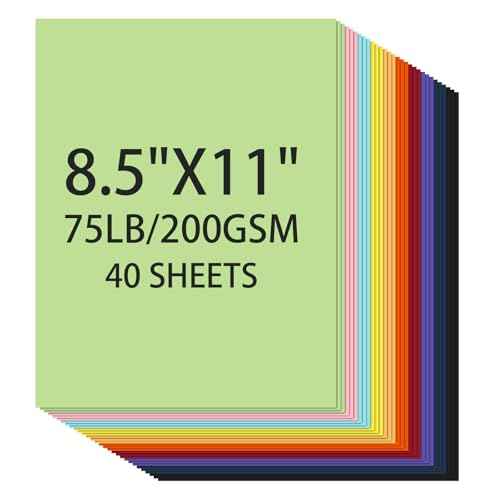 Cardstock 8.5 X 11, 40 Sheets 10 Colors Card Stock, 75lb/ 200gsm Copy Paper, Cardstock Printer Paper For Art, Drawing, Invitations, DIY Cards, Watercolor, Craft, Construction, School & Office Supplie